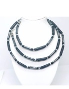 NASZYJNIK+ BRANSOLETKA MAJORKA KAMIEŃ LAWA HEMATYT STAL 316L MĘSKI DAMSKI 