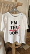 Biała koszulka góra od piżamy krótki rękaw t-shirt bawełniany