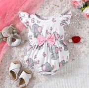 Body dla dziewczynki z nadrukiem słonia i motyla