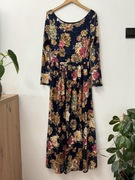 Sukienka z rękawami długa maxi w kwiaty Yiso rozmiar S 36