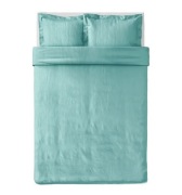 IKEA LUKTJASMIN komplet pościeli 200x200 / 50x60 cm NOWA turkusowa satynowa