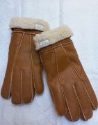 Rękawiczki skórzane L z kożuszkiem 