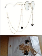 Łańcuszek do okularów z czarnymi motylkami