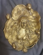 Secesyjny wizytownik, kobieta w kwiatach