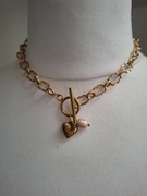 Naszyjnik handmade ze stali nierdzewnej z naturalnych kamieni perły