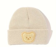 Czapka dziecieca jesień zima modna z misiem beż