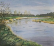 RZEKA WIOSNĄ obraz olejny na płótnie 30x24