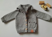 Sweterek z kapturem niemowlęcy Handmade kardigan