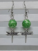 Kolczyki Jaspisowa Ważka, zielony, lato, Jaspis, Handmade