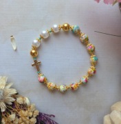 Różaniec na rękę - dziesiątka różańca - bransoletka z krzyżem