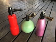 Vintage - Syfon do wody gazowanej zielony okrągły, zabyPRL