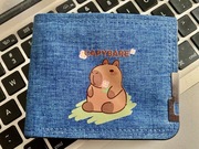 Niebieski portfel z motywem kapibary – kompaktowy, stylowy, z okuciem