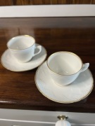 Eleganckie B&G! 2 Filiżanki ze Spodkami - Biała Porcelana ze Złotem