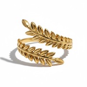 Pierścionek Stal Szlachetna Pozłacana 18k Kłos Pszenicy