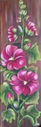 Obrazek: ręcznie malowany " Malwy"  50 x 20 cm
