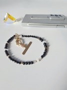 Biżuteryjna smycz do telefonu z Lawa, Onyx, Hematyt, Mattè Prism