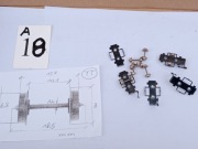 Lokomotywy  wagony  koła z osiami  -  skala  TT .