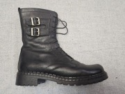 Oficerki skórzanie, złote klamry, czarne