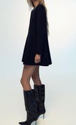 Zara elegancka rozkloszowana sukienka długi rękaw babydoll XS
