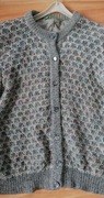 Sweter z podszewką szary r XXL włóczka kolorowa