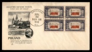 Filatelistyka USA FDC 1943 Illinois Patriotyczny Blok Polska 