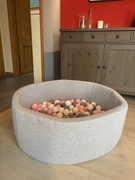 Suchy basen Selonis 200 piłek 90x30 cm biały-szary-pudrowy róż