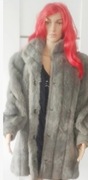 Futro sztuczne długie ekologiczne szare płaszcz kożuch futerko 