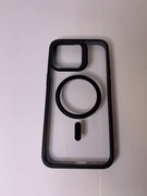 etui iphone 15 pro max, transparentne czarne jak nowe