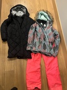 roxy, next, wedze: 2 kurtki i spodnie dla dziewczynki wzrost ok 140-150 cm