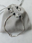 Bransoletka srebrna komplet kolczyki bransoletka p.925 cyrkonia