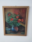 PRL-KWIATY W WAZONIE -OLEJ NA DYKCIE