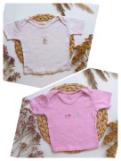 Zestaw koszulek t-shirt różowe 80 kwiatki bawełniane krótki rękaw