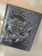 Męski portfel skóra naturalna - Wytlaczany wzór- smok