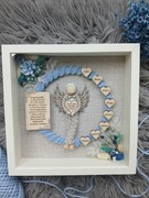 Pamiątka chrztu upominek na komunię urodziny osiemnastkę ramka aniołek