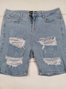 Szorty jeansowe HERA London niebieskie przetarcia ripped denim 32