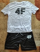 Komplet męski z koszulką i szortami z nadrukiem 4F XXL materiał polyester