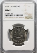 5 Guldenów Wolne Miasto Gdańsk 1935r. MS62