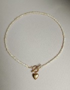 Naszyjnik perły naturalne toggle serduszko choker z pereł handmade
