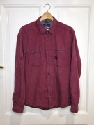 Burgundowa bawełniana koszula męska w kratkę 100% cotton vintage