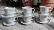 POŁONNE (KORAL) Komplet Kawowy 6 Filiżanek z Talerzykami XXw. PRL Ukraina