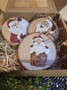 Zestaw 3szt bombki z drewna malowane 