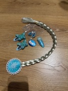 estaw ozdób do włosów Elsa – warkocz + spinki, kolczyki, motyw Frozen 