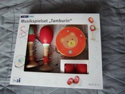 Zestaw drewnianych instrumentów muzycznych (tamburyn, marakasy, trójkąt)