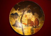 Ozdobna duża  patera z laki z lat 50 - 60 tych . Hanoi , Wietnam