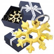 Brelok geometryczny metal ŚNIEŻYNKA ZŁOTA 18w1 NARZĘDZIE WIELOFUNKCYJNE 