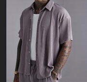 NEON Plisowana Oversized M L XL XXL fiolet koszula t-shirt vintage baggy