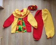 Klaun 116 bluza spodnie czapka przebranie kostium strój karnawałowy