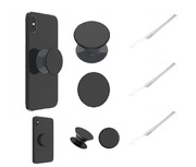 Uchwyt Pop Holder Czarny + 3 Zawieszki do Telefonów Kluczy (Białe) Zestaw