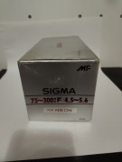 Sigma 75–300mm f/4.5–5.6 – teleobiektyw – Nikon F – igła