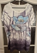 Koszulka Damska w kwiaty Biała 2XL-3XL